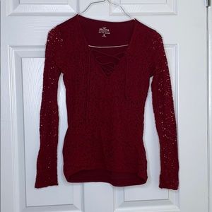 Burgundy Lace Blouse